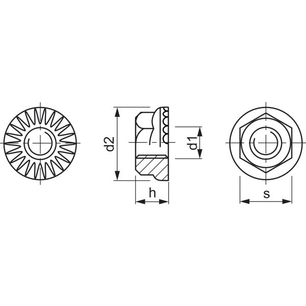 Sperrzahnmutter mit Flansch M8 verzinkt DIN6923